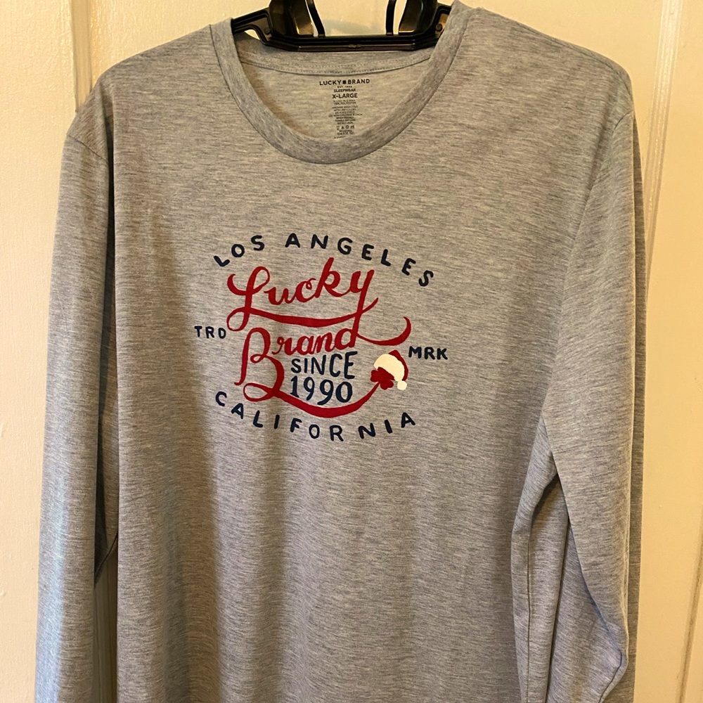 New Lucky Brand Sleepwear Long Sleeve XL Grey Shirt